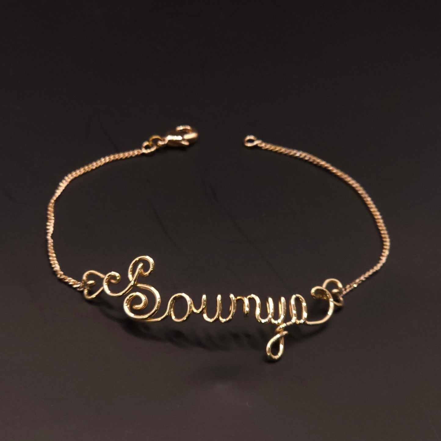 Soumaya – 14K Gold Filled Name Anklet with Free Gold-Plated Chain | Essme