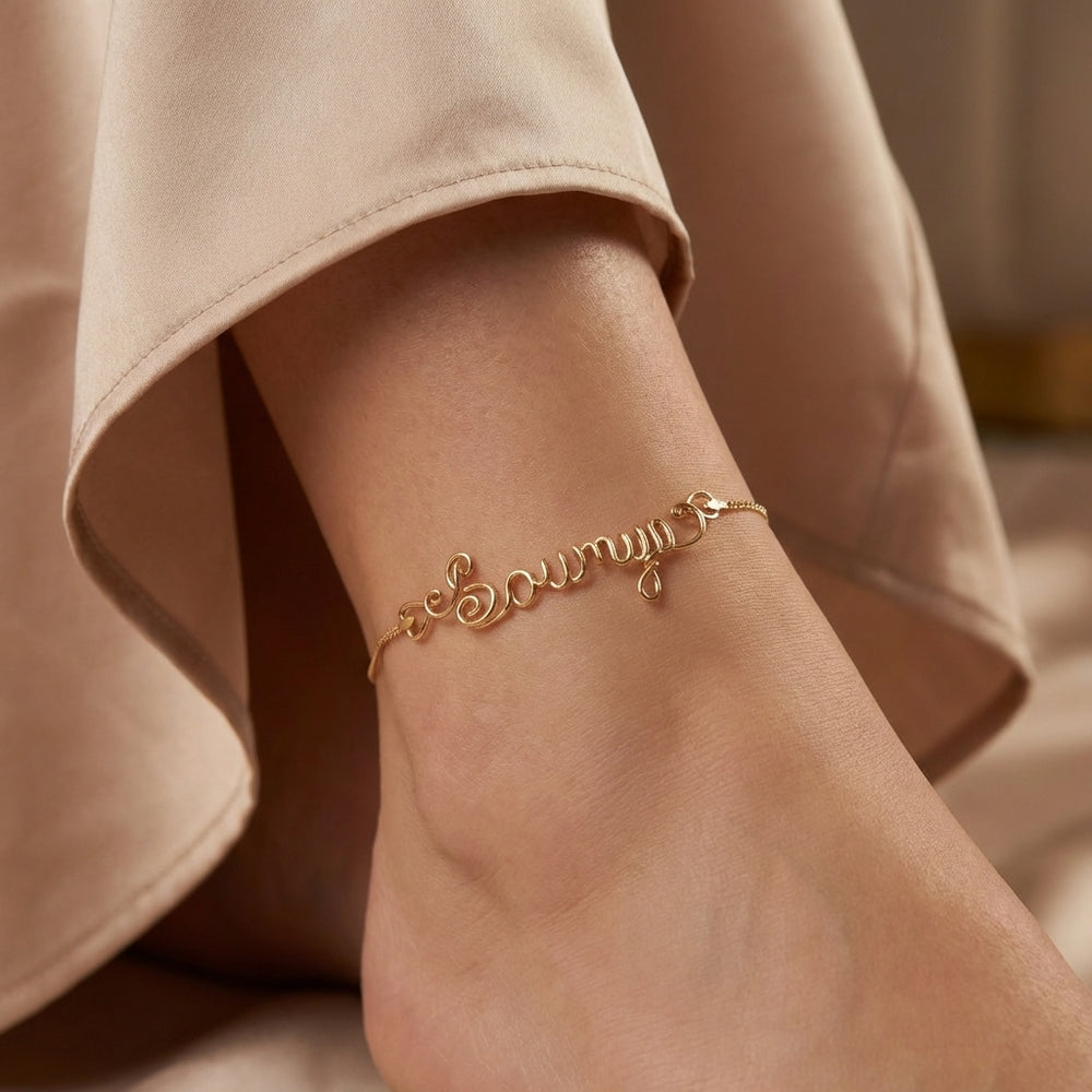personalized name anklet crafted with a gold-filled finish and elegant design