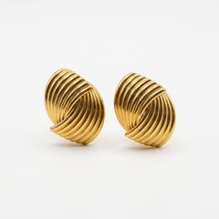 Chunky Ribbed Gold Plated Earrings | Crafted in Gold-Plated Stainless Steel for Modern Look