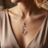 lilt drop name pendant with birthstone crystal in silver or gold finish