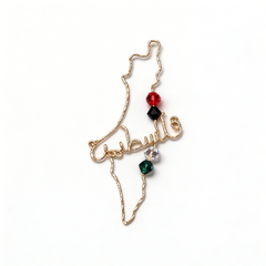 country map pendant with gemstones