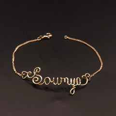 Gold plated Name Anklet | Hand-shaped 14K Gold-filled Name Anklet