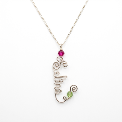 Lilt Drop Name Pendant with Birthstone Crystal | Lightweight and comfortable