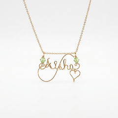 Swash Script Name Necklace with Birthstone Crystal | Customize Your Design in Heart