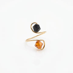 Dual Crystal Adjustable Ring | Glow Ring | 14k | Rose Gold | Italian Silver