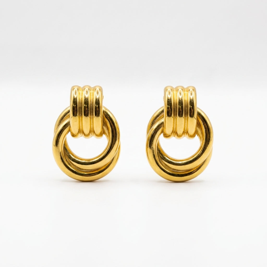 Gold Plated Double Hoop Earrings | Crafted from High-Quality Stainless Steel &  Perfect for Everyday Wear & Long-lasting Shine
