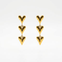 Gold-Plated Layered Heart Dangle Earrings | Stainless Steel for Lasting Shine & Comfort