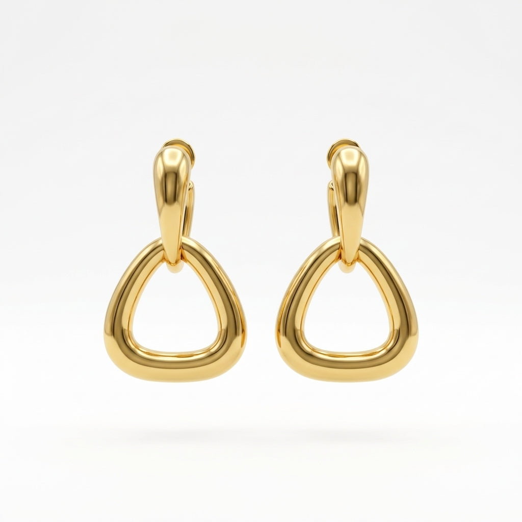 Gold Teardrop Triangle Earrings Dubai | Hypoallergenic & Tarnish-Resistant