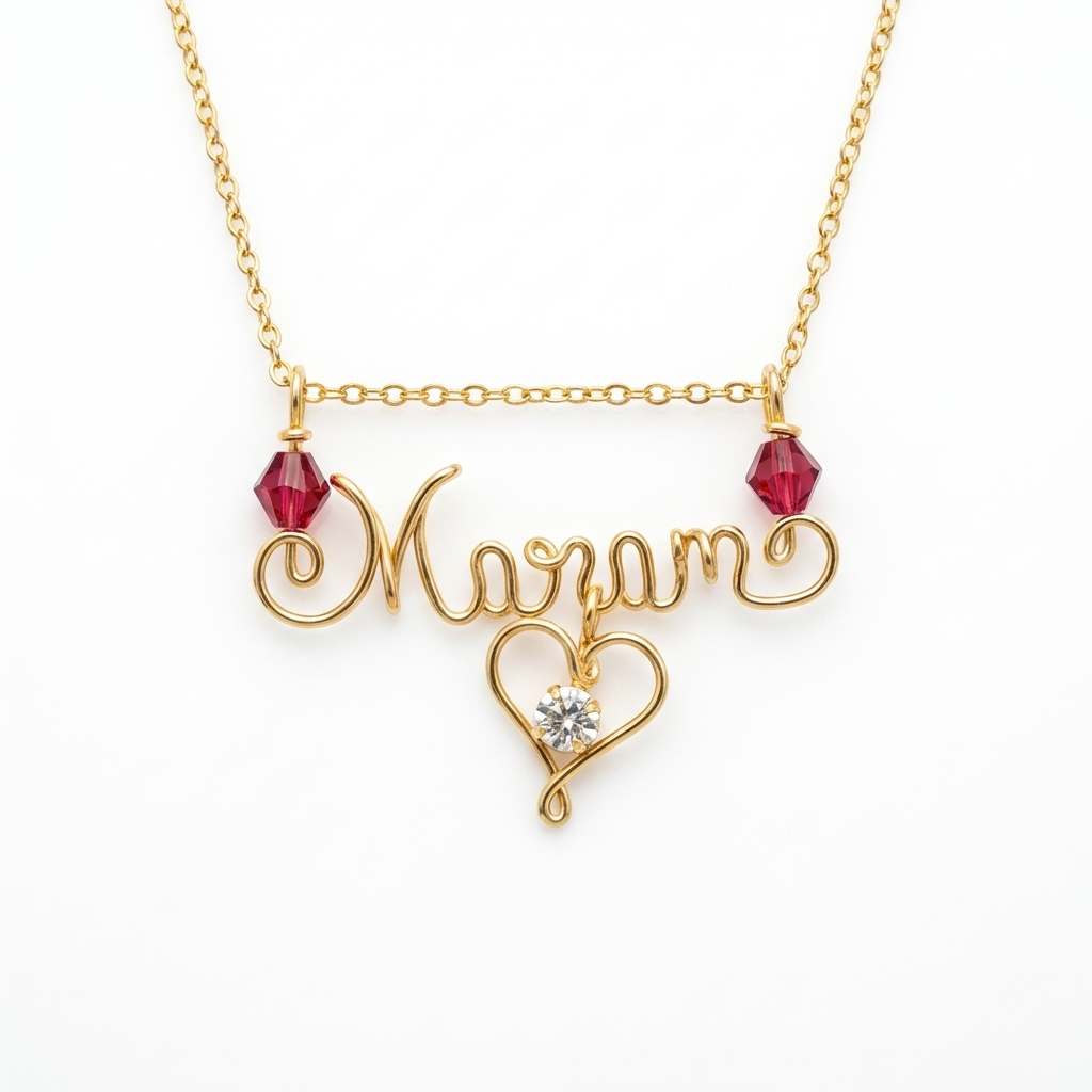 Customised Birthstone Name Necklace UAE | 14K gold-filled Handcrafted Necklace Designed with Elegant Personalization
