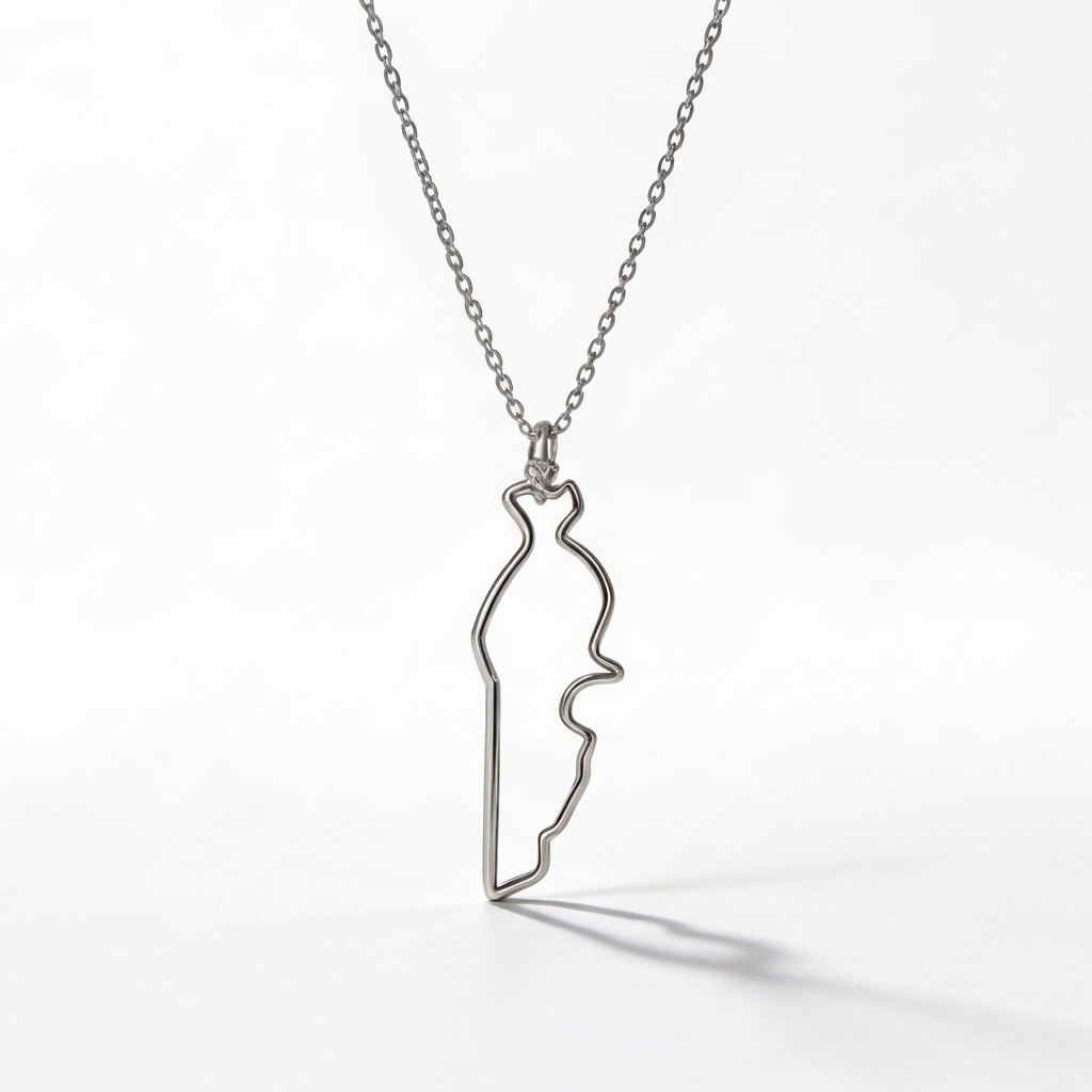 Lebanon - Minimalist Lebanon Map Outline Pendant Necklace